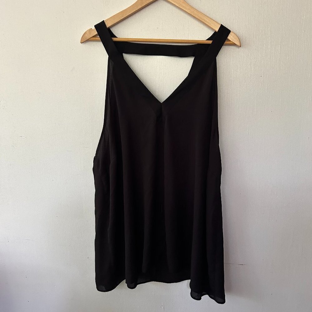 ASOS‎ Witchy Flowy Tank Top Plus Size 22 Black Nearly Sheer Strappy Whimsigoth